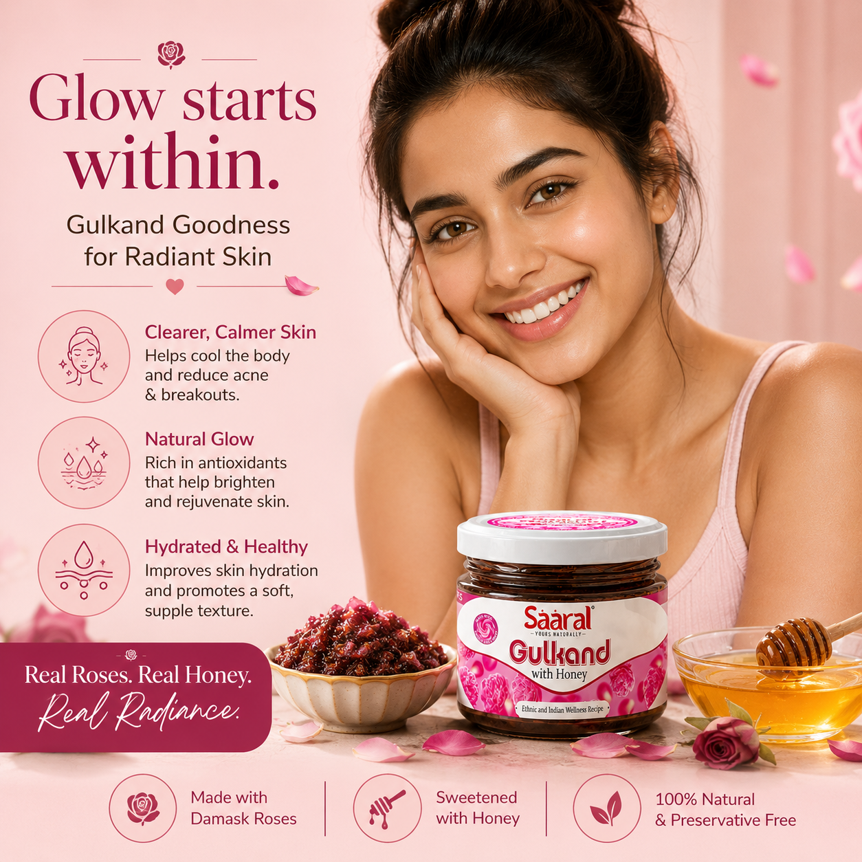 Saaral Gulkand with Honey Made with Damask Rose Sun Dried 250 grams