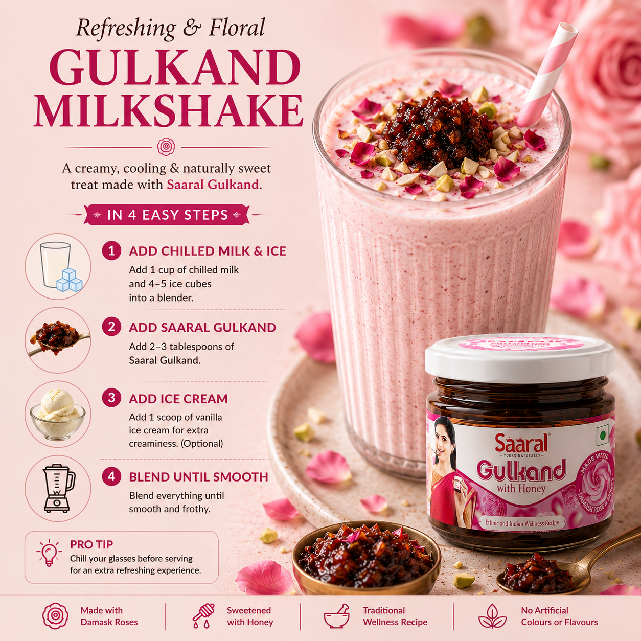 Saaral Gulkand with Honey Made with Damask Rose Sun Dried 250 grams