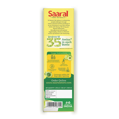 Saaral Amla Juice – 500 ml back packaging view
