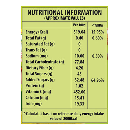 Saaral Amla with Honey – 60 Piece Jumbo Pack nutrition packaging view