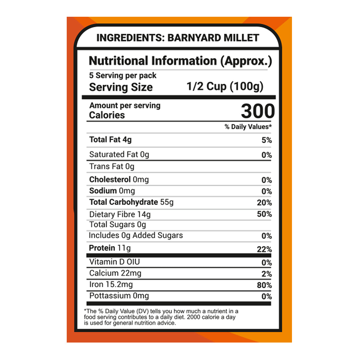 Saaral Barnyard Millet – 500 g nutrition packaging view