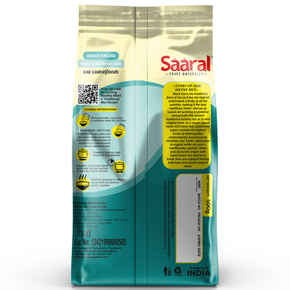 Saaral Black Rice – 500 g back packaging view