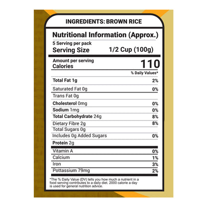 Saaral Brown Rice – 500 g nutrition packaging view