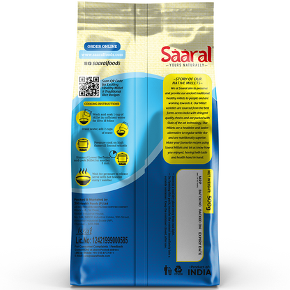 Saaral Foxtail Millet – 500 g back packaging view