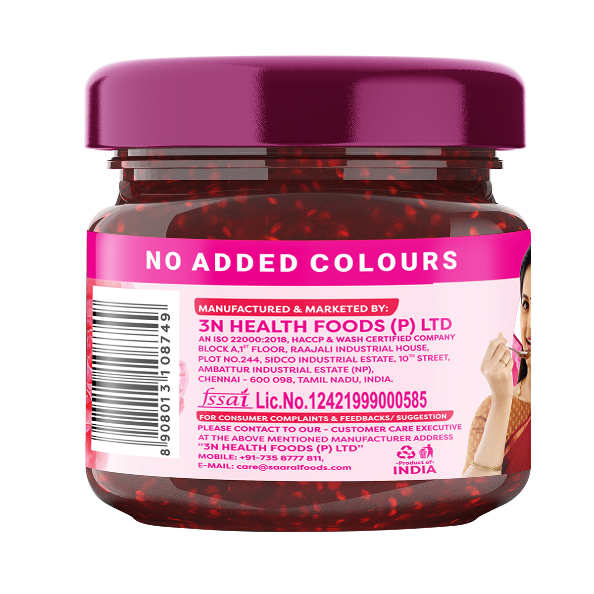 Saaral Gulkand with Honey – 100 g back packaging view