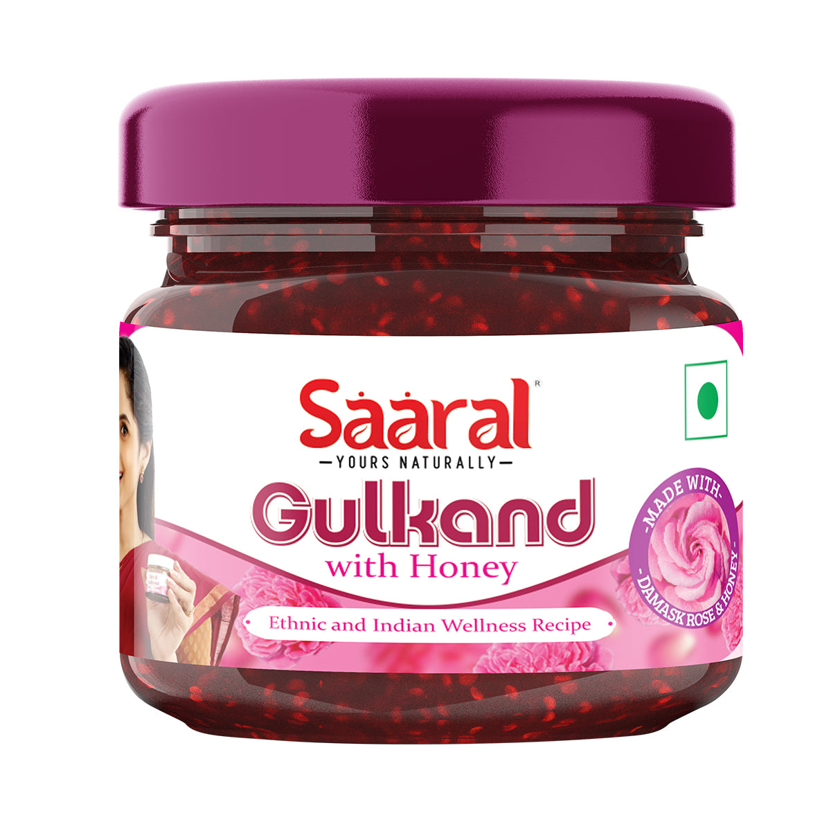 Saaral Gulkand with Honey – 100 g front packaging view
