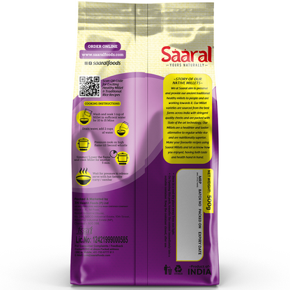 Saaral Kodo Millet – 500 g back packaging view