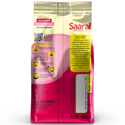 Saaral Red Rice – 500 g back packaging view