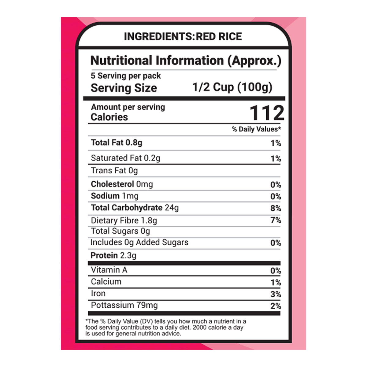 Saaral Red Rice – 500 g nutrition packaging view